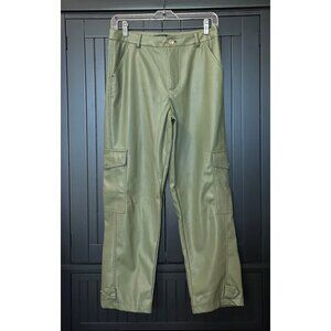 Forever 21 Cargo Pants Womens Size M Green Faux Leather Utility Straight Leg